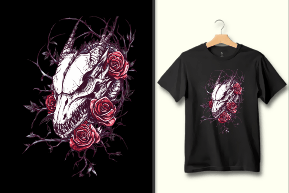 Dragon Skull Roses: A Bold Graphic for Impactful Design