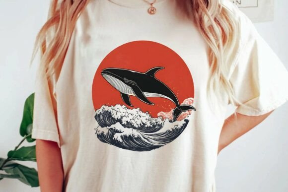 Embrace Coastal Charm with a Retro Japanese Whale Design