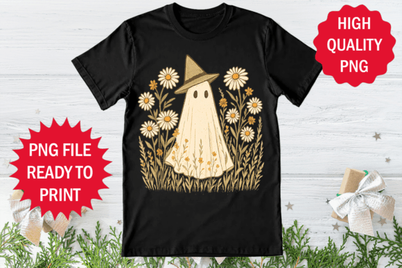 Halloween Style Ghost on Floral Design: A Creative Fusion
