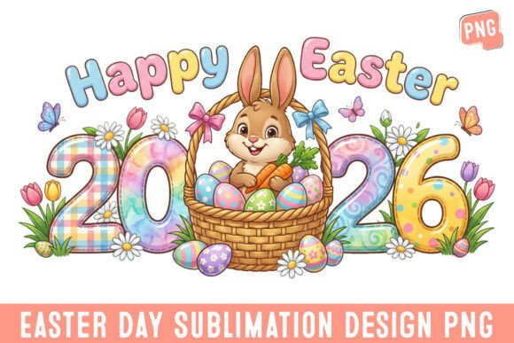 Happy Easter 2026 Sublimation Design: Creative PNG Asset