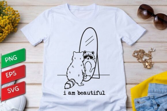 I Am Beautiful Raccoon: A Modern Design Asset
