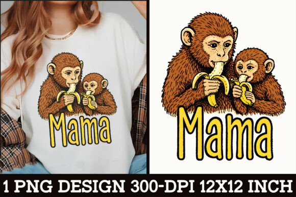 Mama Monkey T-Shirt PNG: A Charming Design Asset