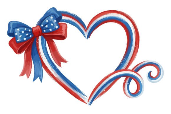 Patriotic Heart with Bow Design: A Versatile Creative Asset