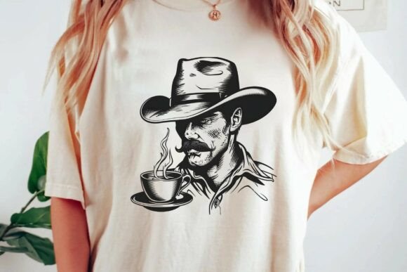 Vintage Cowboy Coffee: A Western Art Sublimation Design